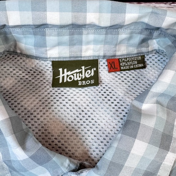 Howler Bros Men's XL Pearl Snap‎ Blue Plaid Long Sleeve Shirt Vented Fishing - Picture 3 of 9